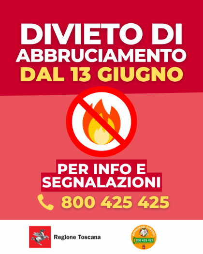 Divieto di abbruciamento di residui vegetali agricoli e forestali - PROROGATO al 13/09/2026 compreso